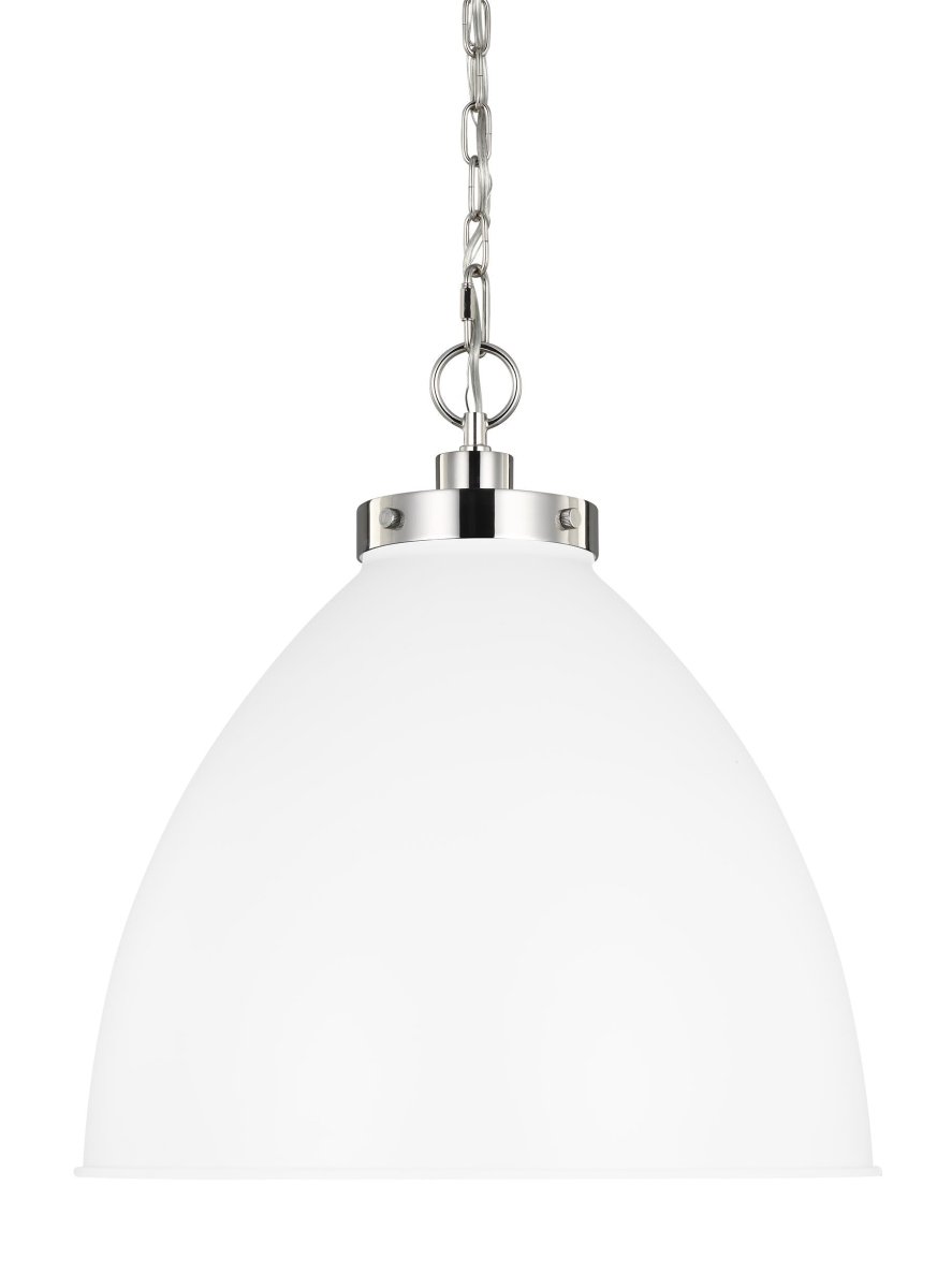 Suspension Wellfleet Dome - Nickel blanc et poli mat Blanc mat 17 1/2" by Visual Comfort Studio | Luminaires & cie