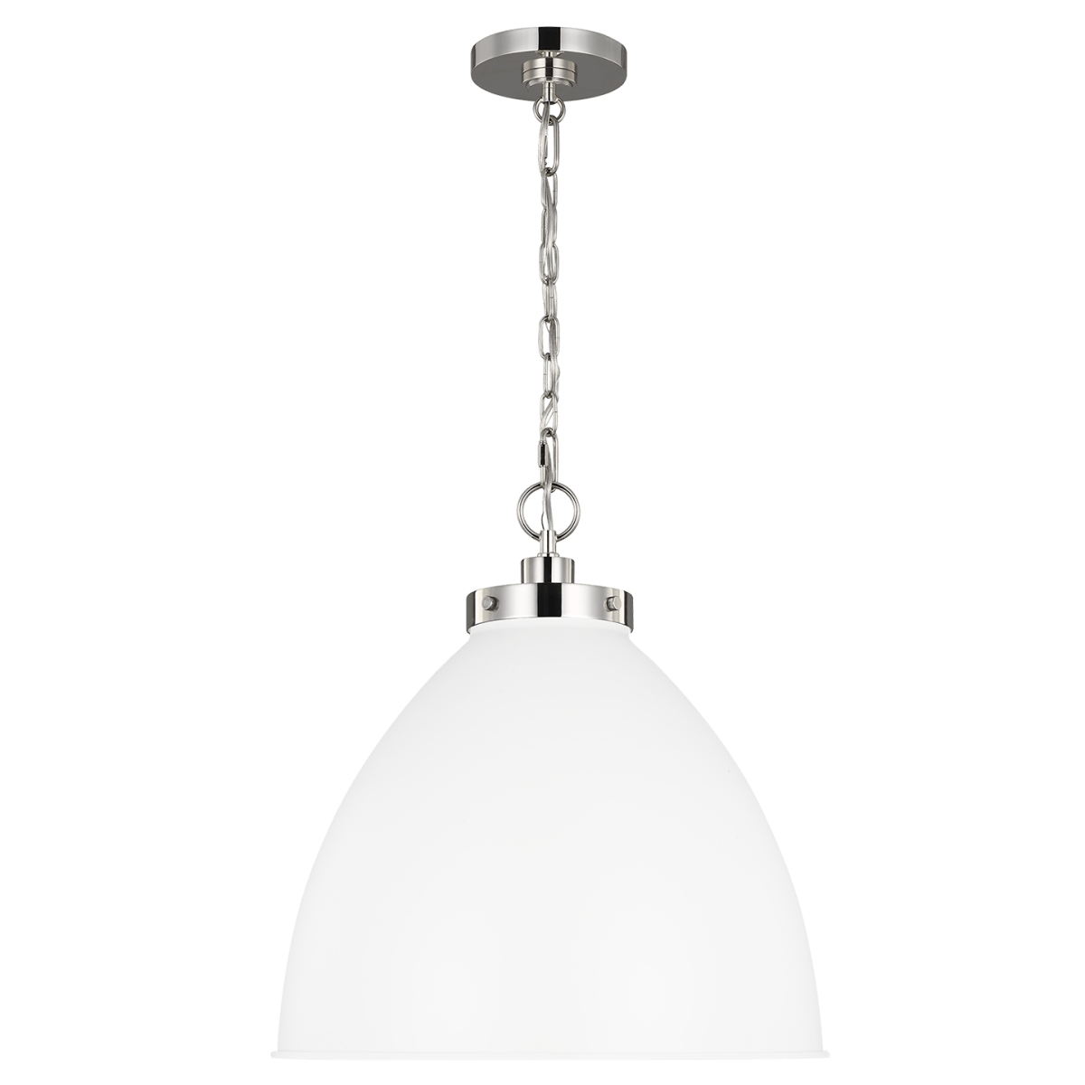 Suspension Wellfleet Dome - Nickel blanc et poli mat Blanc mat 17 1/2" by Visual Comfort Studio | Luminaires & cie