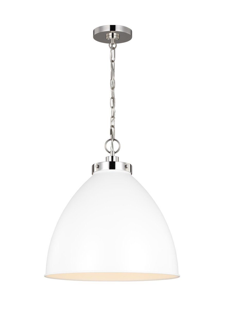 Suspension Wellfleet Dome - Nickel blanc et poli mat Blanc mat 17 1/2" by Visual Comfort Studio | Luminaires & cie