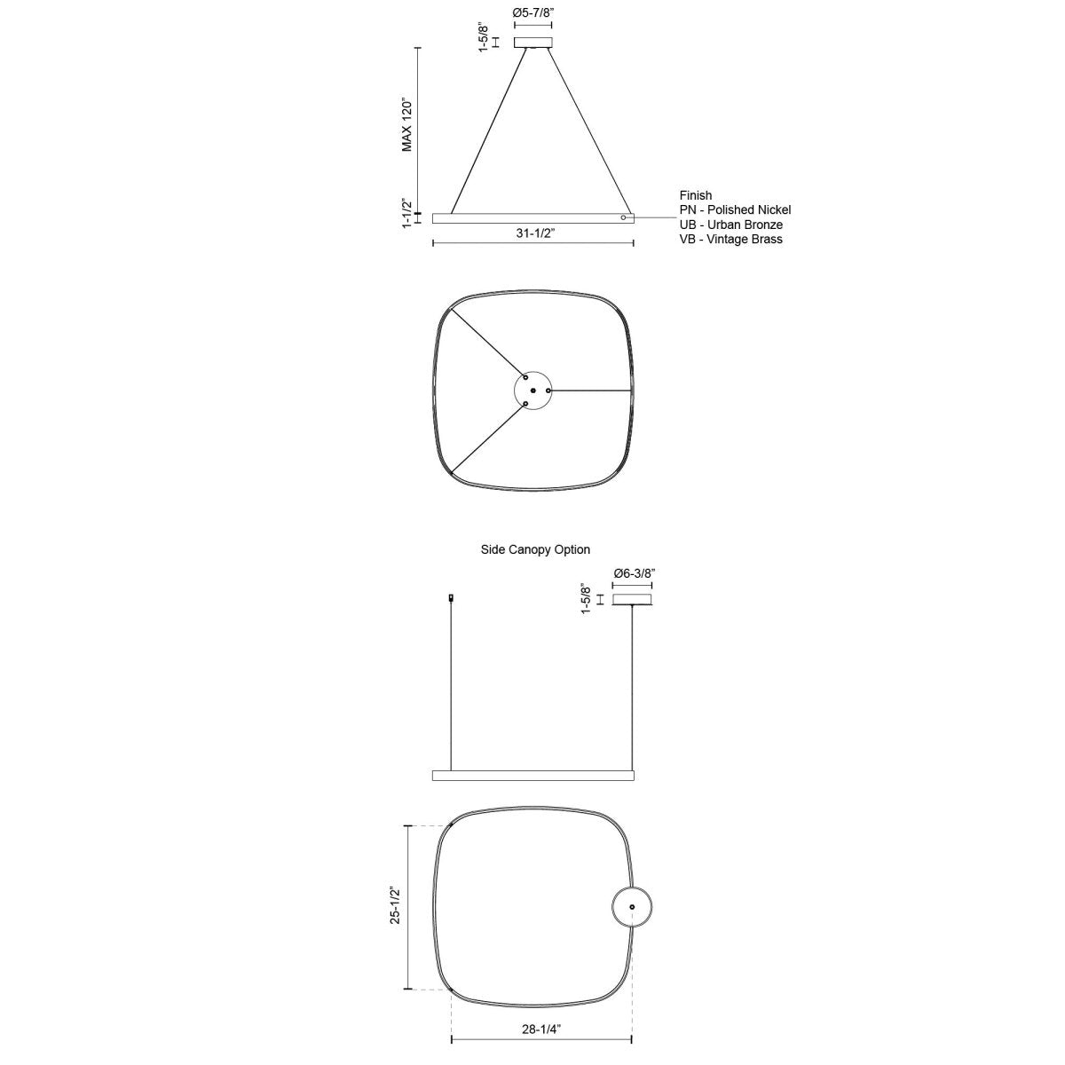 Suspension Yukon - Nickel poli 31 1/2" by Kuzco Lighting | Luminaires & cie