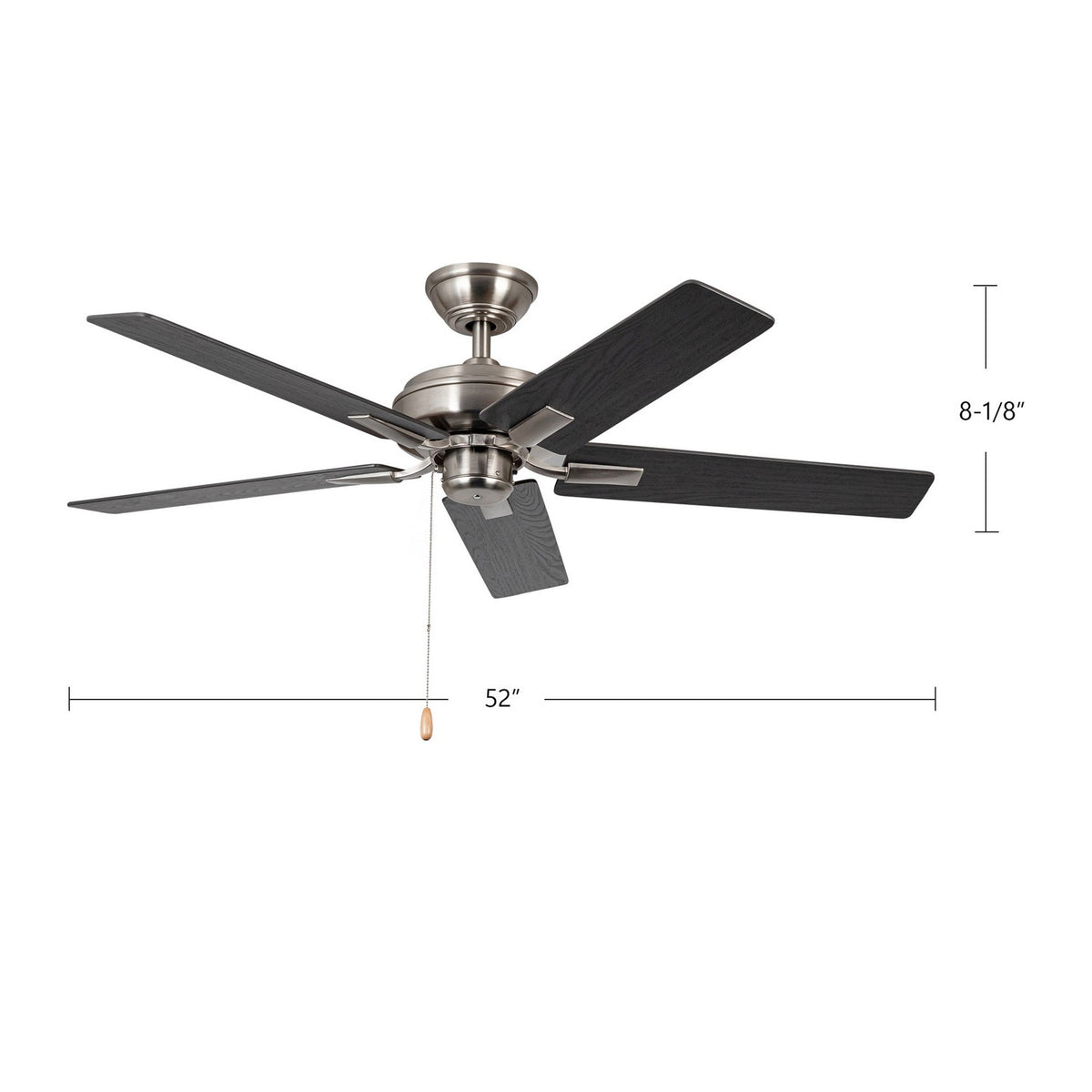 Ventilateur de plafond Erikson Aucun kit lumineux avec chaîne de tirage, Nickel brossé – vue 5