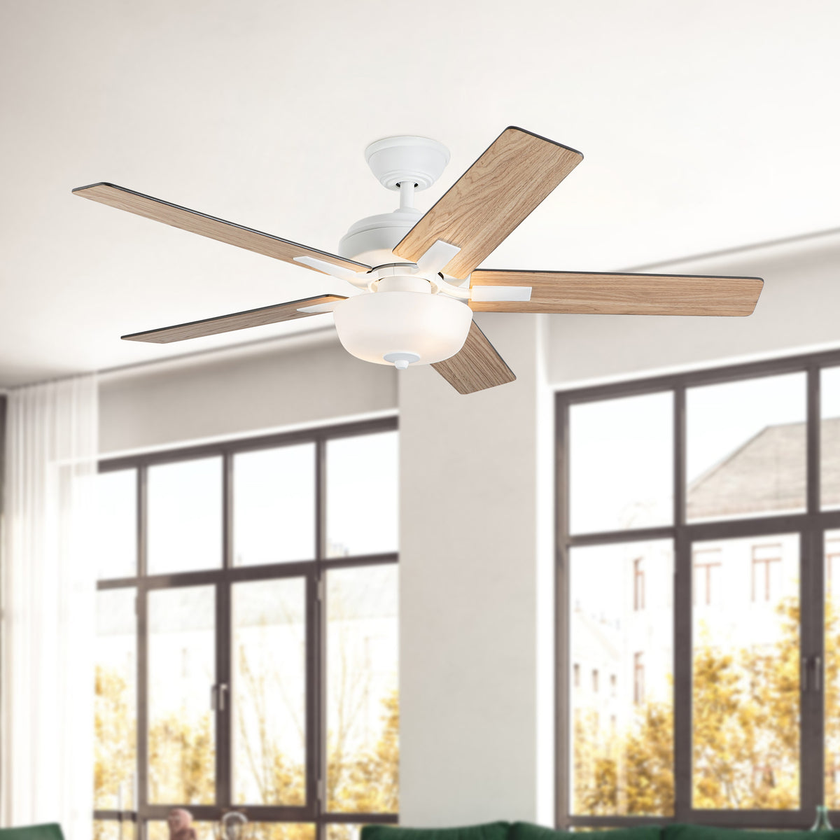 Ventilateur de plafond Erikson Ensemble d'éclairage avec commande murale, Blanc – vue 5