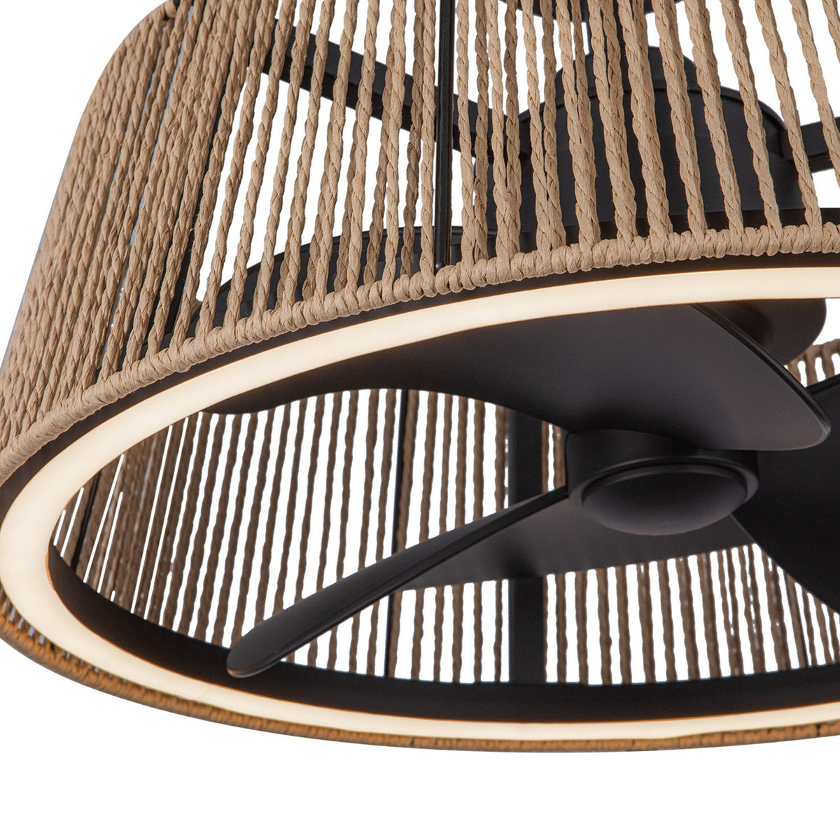 Ventilateur décoratif (Fandelier) Isla Noir mat / Corde tressée – vue 3