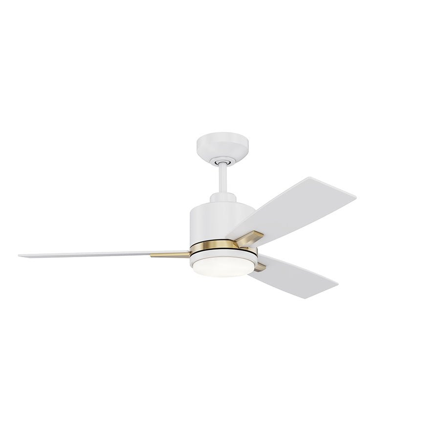 Ventilateur Nuvel - Blanc mat et laiton 42" by Kendal | Luminaires & cie