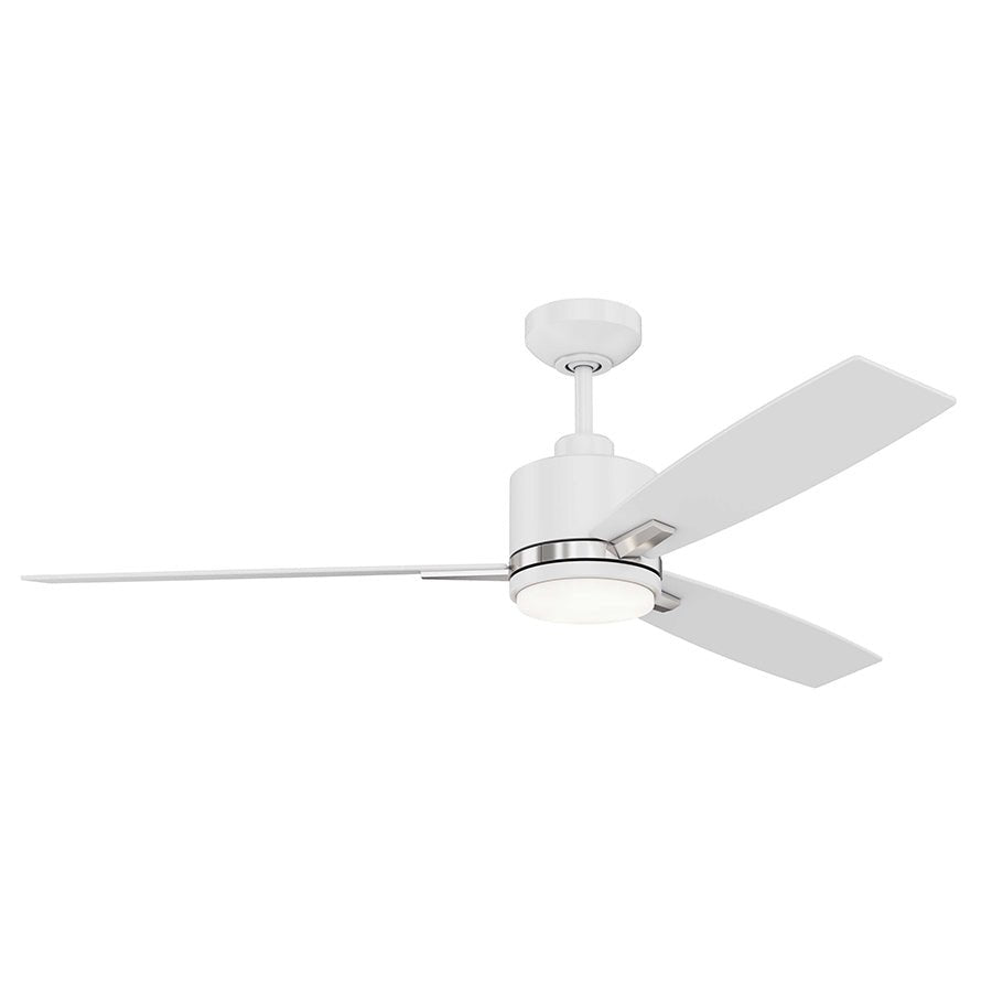 Ventilateur Nuvel - Blanc mat et nickel satiné 52" by Kendal | Luminaires & cie
