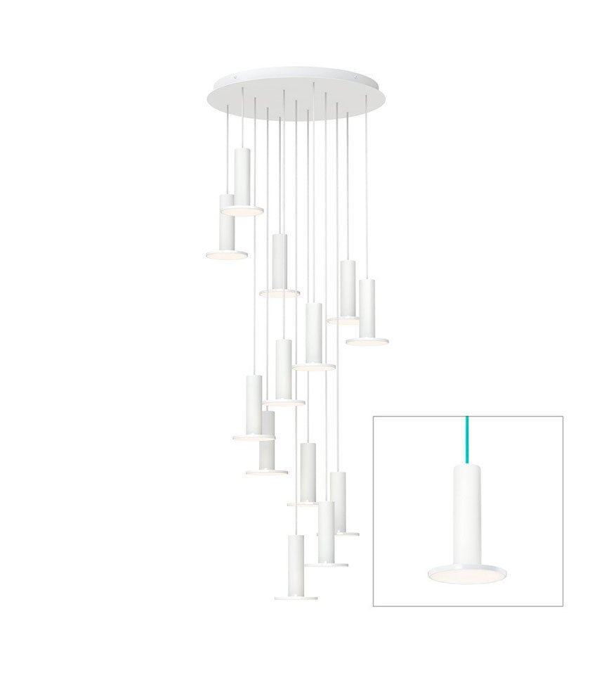 Chandelier Cielo 13 - Blanc / Blanc - Cordon Blanc by Pablo Designs | Luminaires & cie