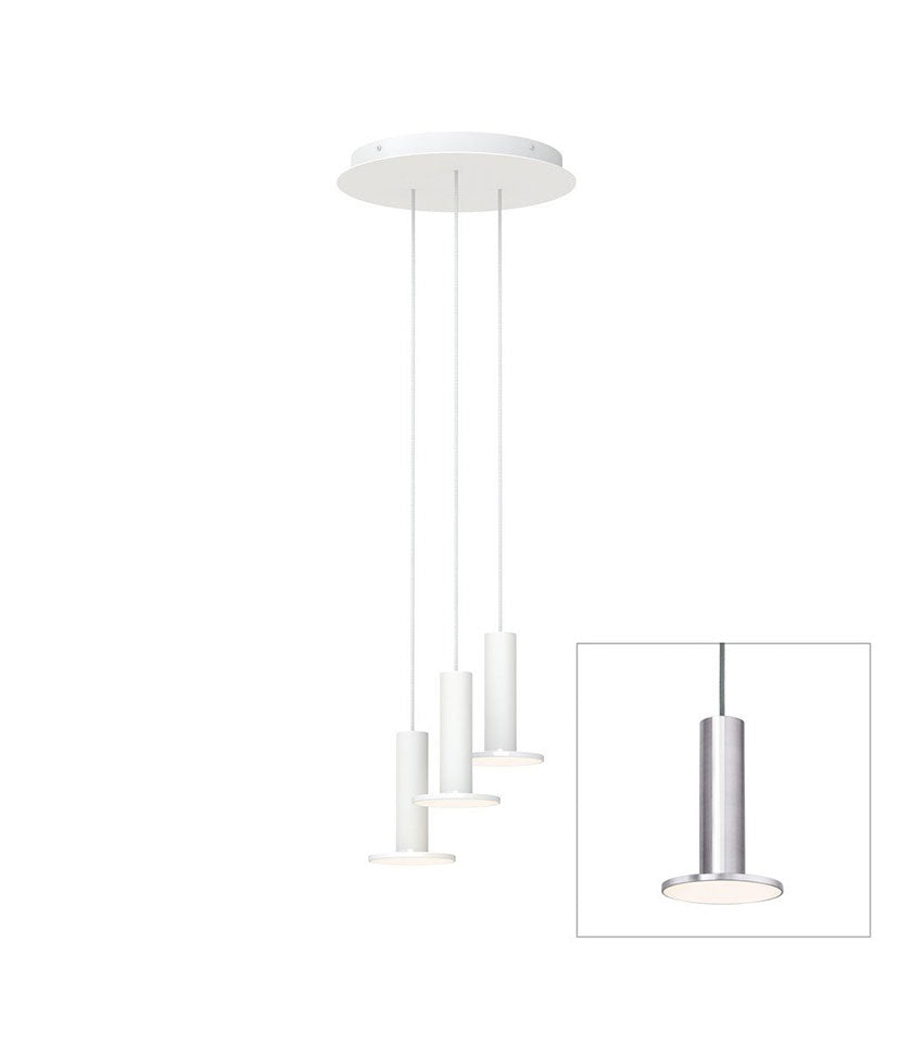 Chandelier Cielo 3 - Aluminium Satiné - Cordon Gris by Pablo Designs | Luminaires & cie