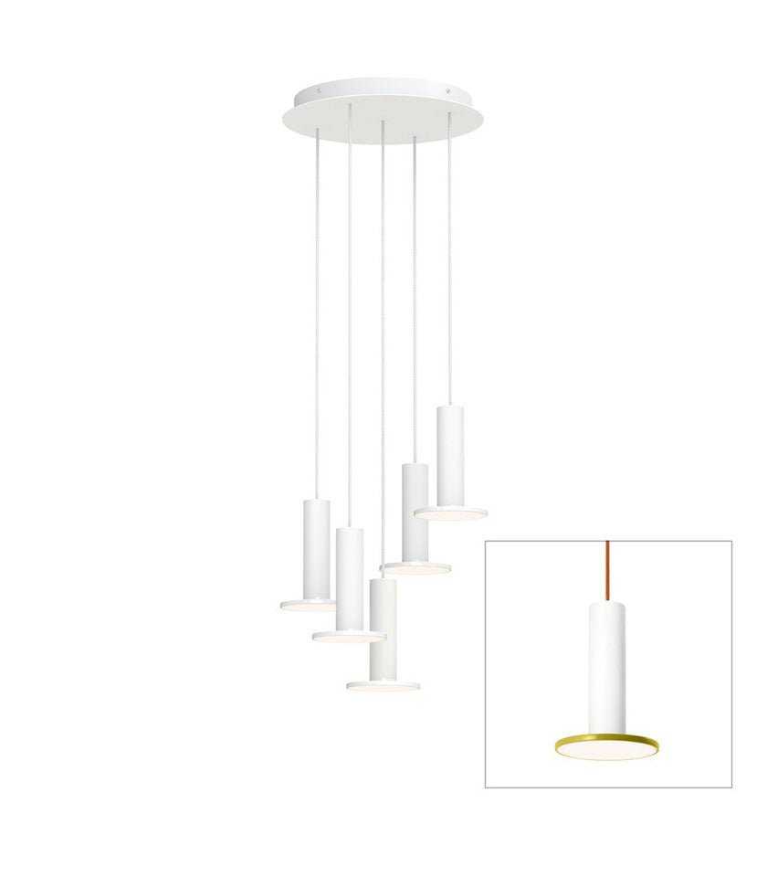 Chandelier Cielo 5 - Blanc / Blanc - Cordon Blanc by Pablo Designs | Luminaires & cie
