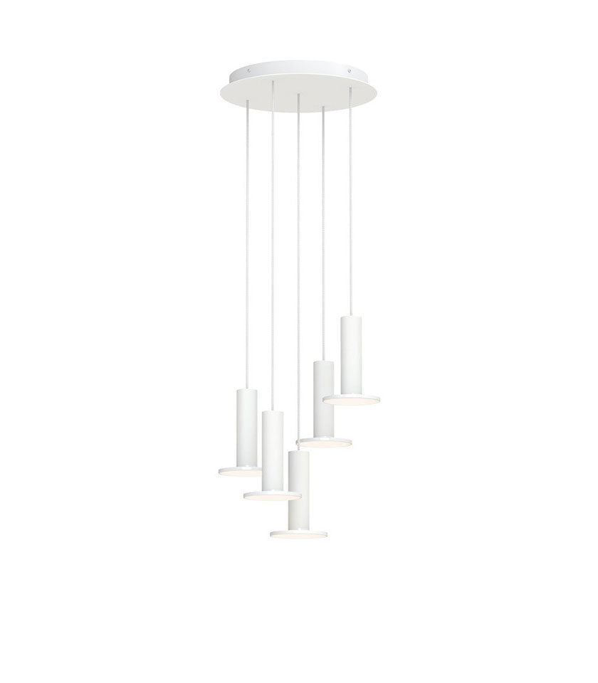 Chandelier Cielo 5 - Blanc / Blanc - Cordon Blanc by Pablo Designs | Luminaires & cie