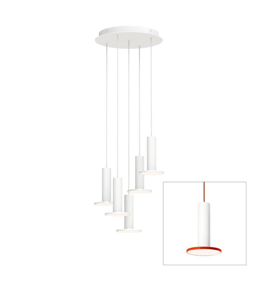 Chandelier Cielo 5 - Blanc / Blanc - Cordon Blanc by Pablo Designs | Luminaires & cie
