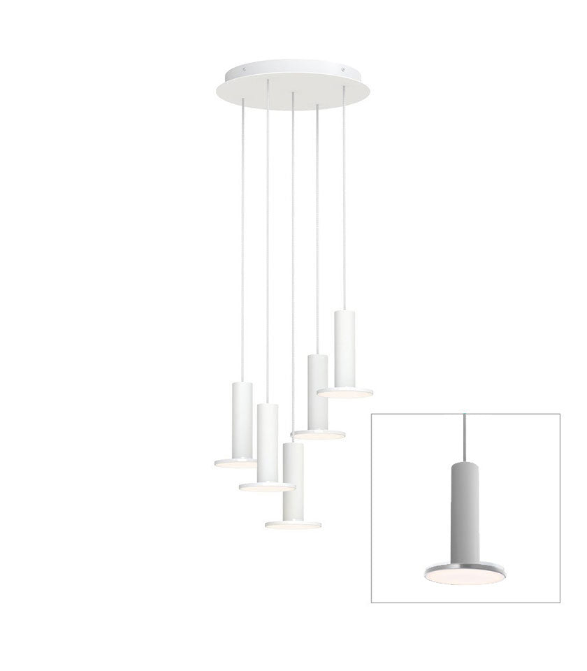 Chandelier Cielo 5 - Blanc / Blanc - Cordon Blanc by Pablo Designs | Luminaires & cie
