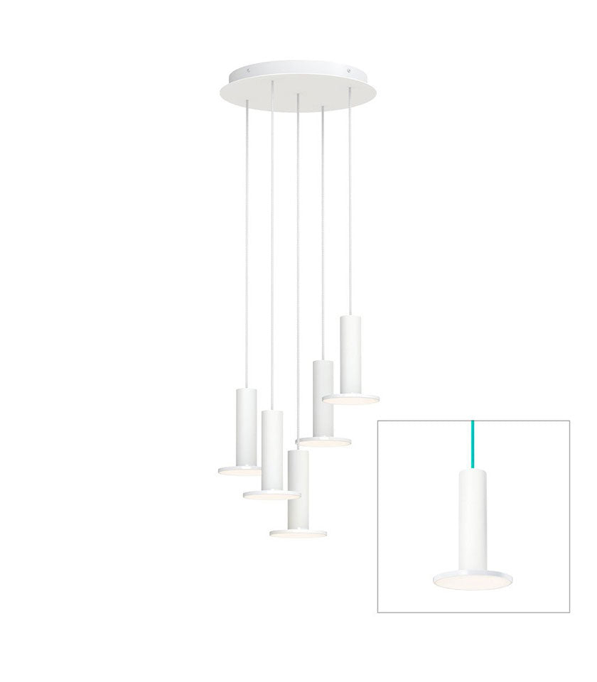 Chandelier Cielo 5 - Blanc / Blanc - Cordon Blanc by Pablo Designs | Luminaires & cie