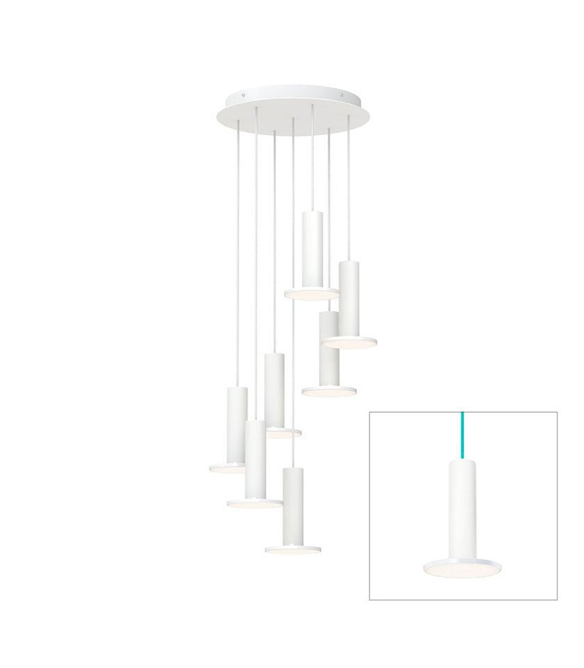 Chandelier Cielo 7 - Blanc / Blanc - Cordon Blanc by Pablo Designs | Luminaires & cie