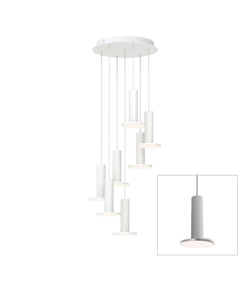 Chandelier Cielo 7 - Blanc / Blanc - Cordon Blanc by Pablo Designs | Luminaires & cie