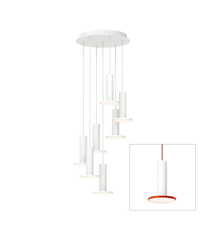 Chandelier Cielo 7 - Blanc / Blanc - Cordon Blanc by Pablo Designs | Luminaires & cie