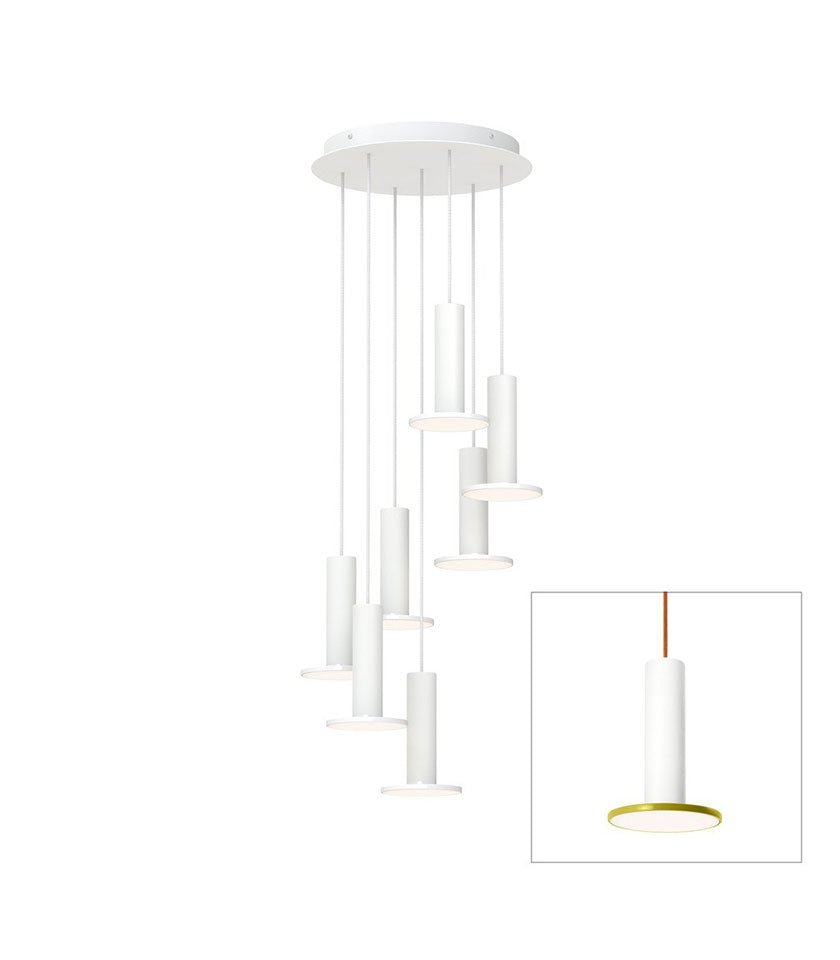 Chandelier Cielo 7 - Blanc / Blanc - Cordon Blanc by Pablo Designs | Luminaires & cie