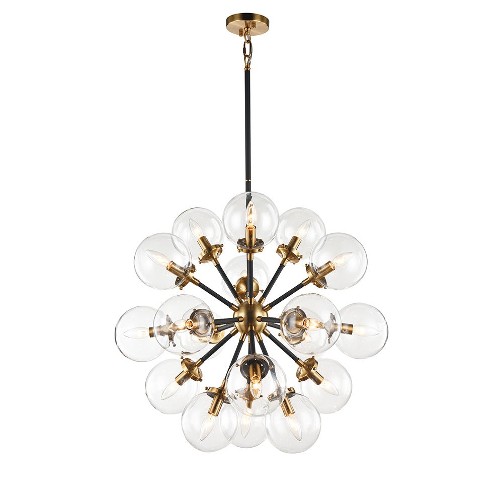 Chandelier Soleil - Laiton doré vieilli Clair 18 - lights by Matteo Lighting | Luminaires & cie