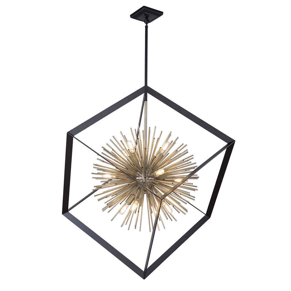 Chandelier Sunburst 12 Light - Laiton Satiné by Artcraft | Luminaires & cie