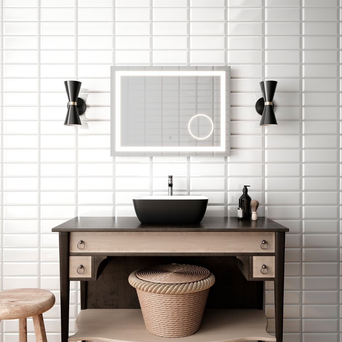 Miroir rétroéclairé Effect grossissant 3x - 32" X 24" by Miraz | Luminaires & cie