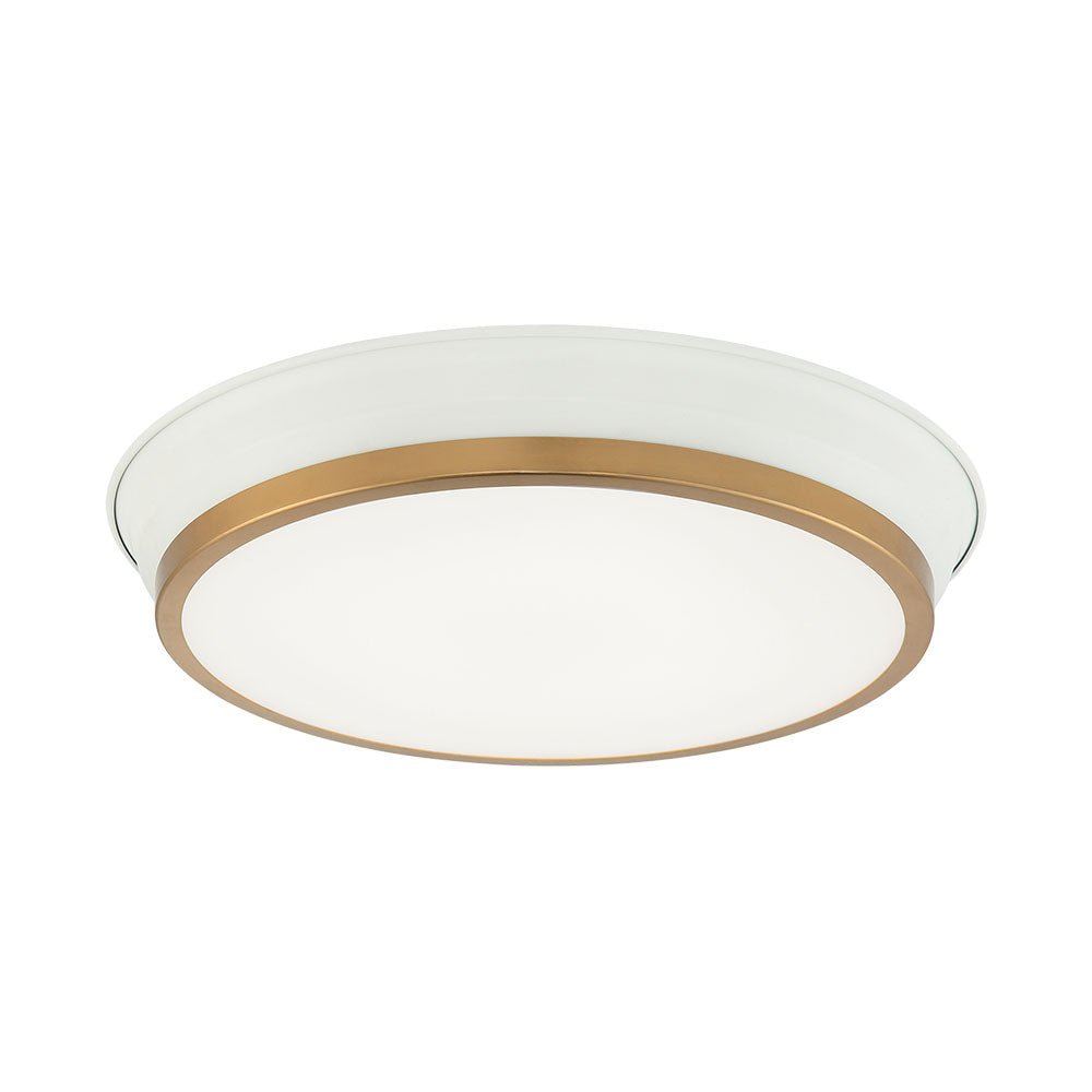 Plafonnier Jaxx - Blanc + Laiton vieilli 15" by Matteo Lighting | Luminaires & cie