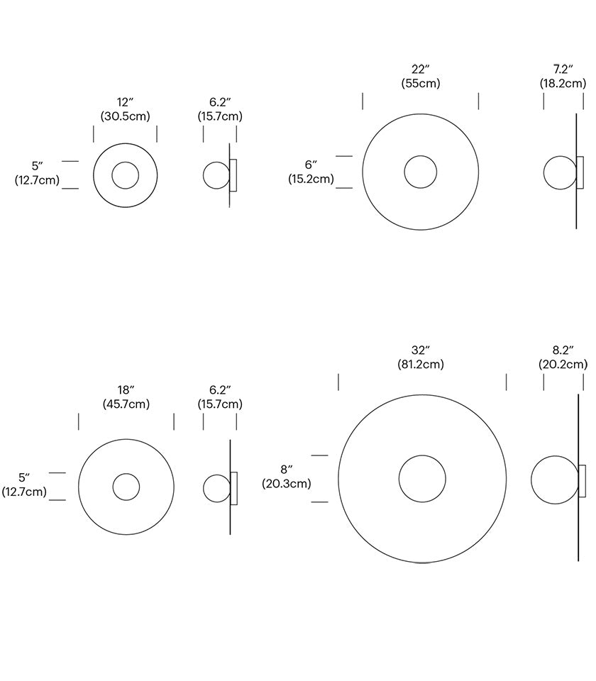Plafonnier/Murale Bola Disc - Chrome 12 pouces by Pablo Designs | Luminaires & cie