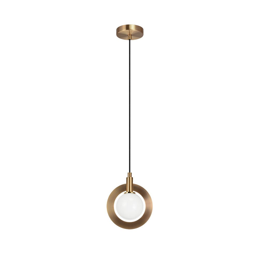 Suspension Astro - Laiton doré vieilli 10" Opale by Matteo Lighting | Luminaires & cie