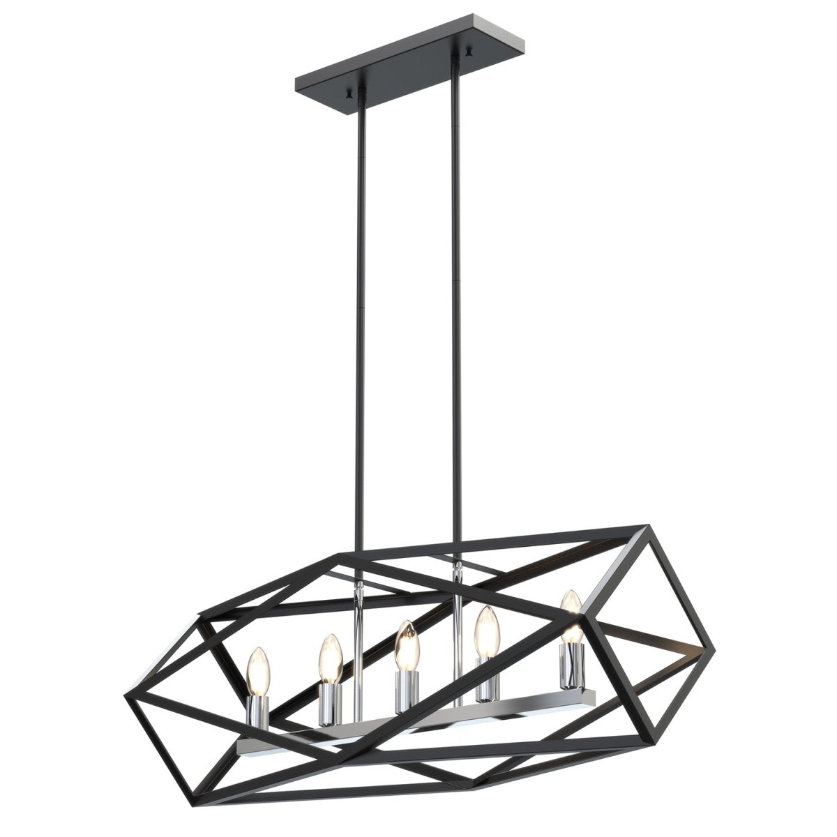 Suspension Linéaire Polygon - Nickel satiné et graphite 31.5" by DVI Lighting | Luminaires & cie