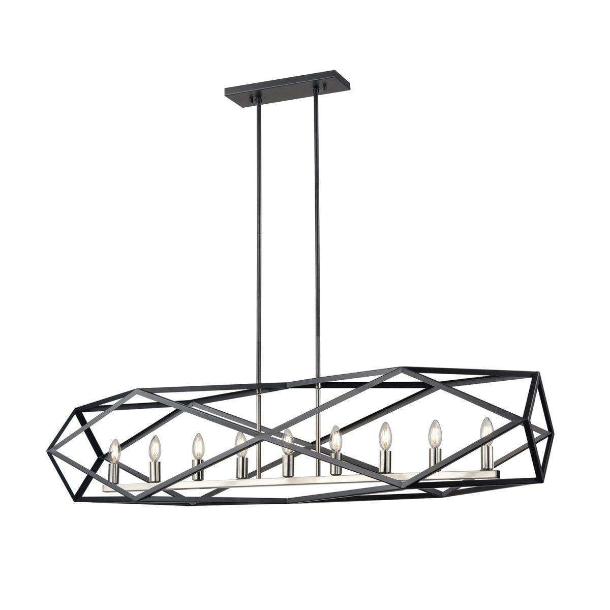 Suspension Linéaire Polygon - Nickel satiné et graphite 54" by DVI Lighting | Luminaires & cie