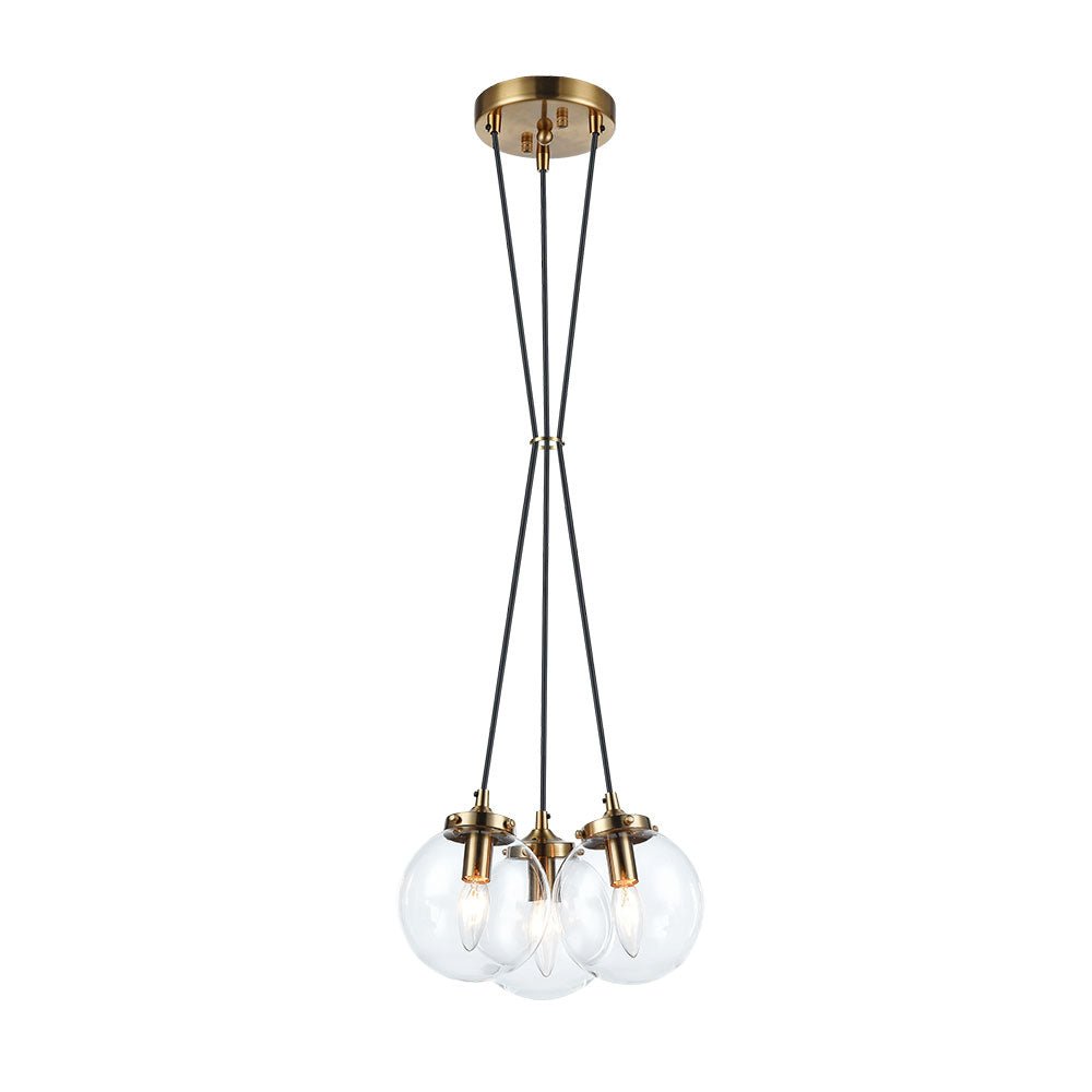 Suspension The Bougie - Laiton doré vieilli Clair Triple by Matteo Lighting | Luminaires & cie