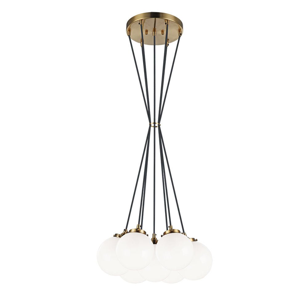 Suspension The Bougie - Laiton doré vieilli Opale 7x by Matteo Lighting | Luminaires & cie
