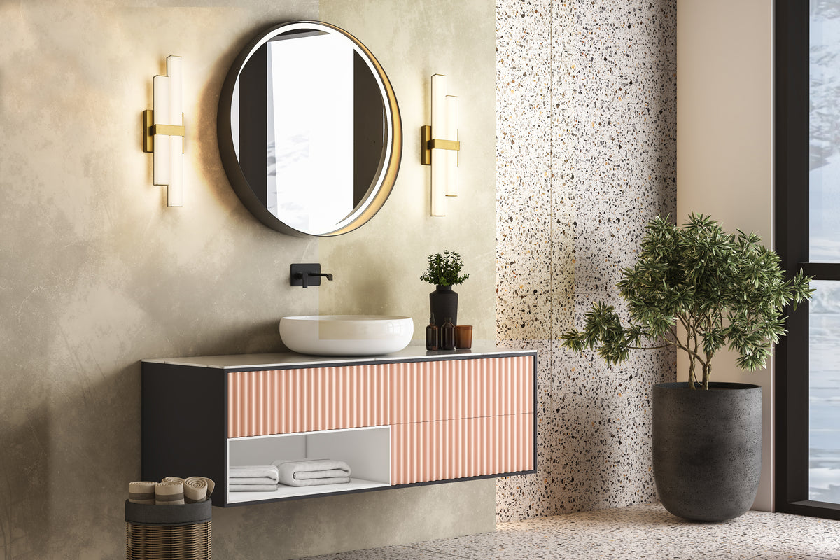 Barre d'éclairage de salle de bain Zane Or moderne, 18" – vue 3