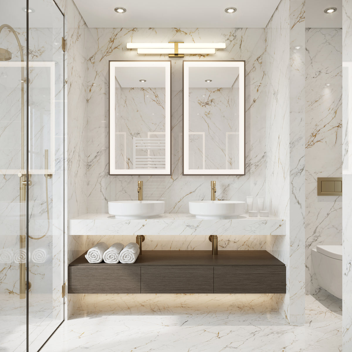 Barre d'éclairage de salle de bain Zane Or moderne, 32" – vue 2
