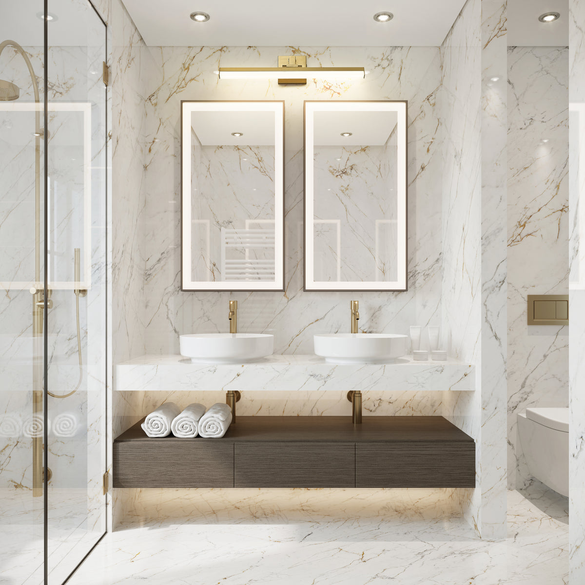 Barre d'éclairage de salle de bain Liam Or moderne, 25" – vue 3