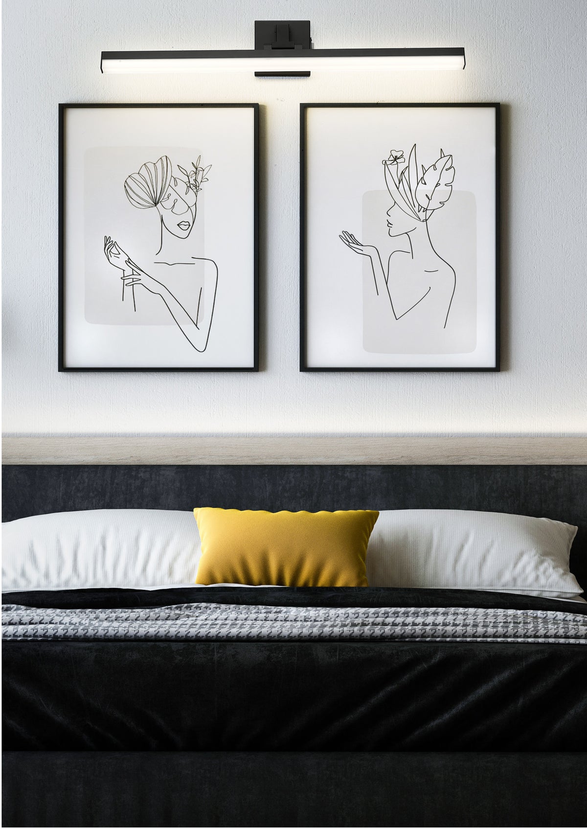 Barre d'éclairage de salle de bain Liam Noir mat, 32" – vue 3