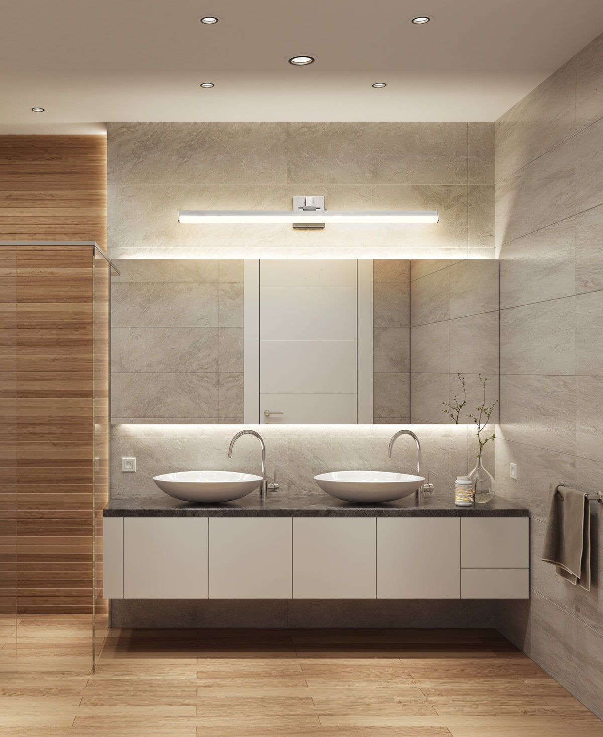 Barre d'éclairage de salle de bain Liam Nickel brossé, 40" – vue 3