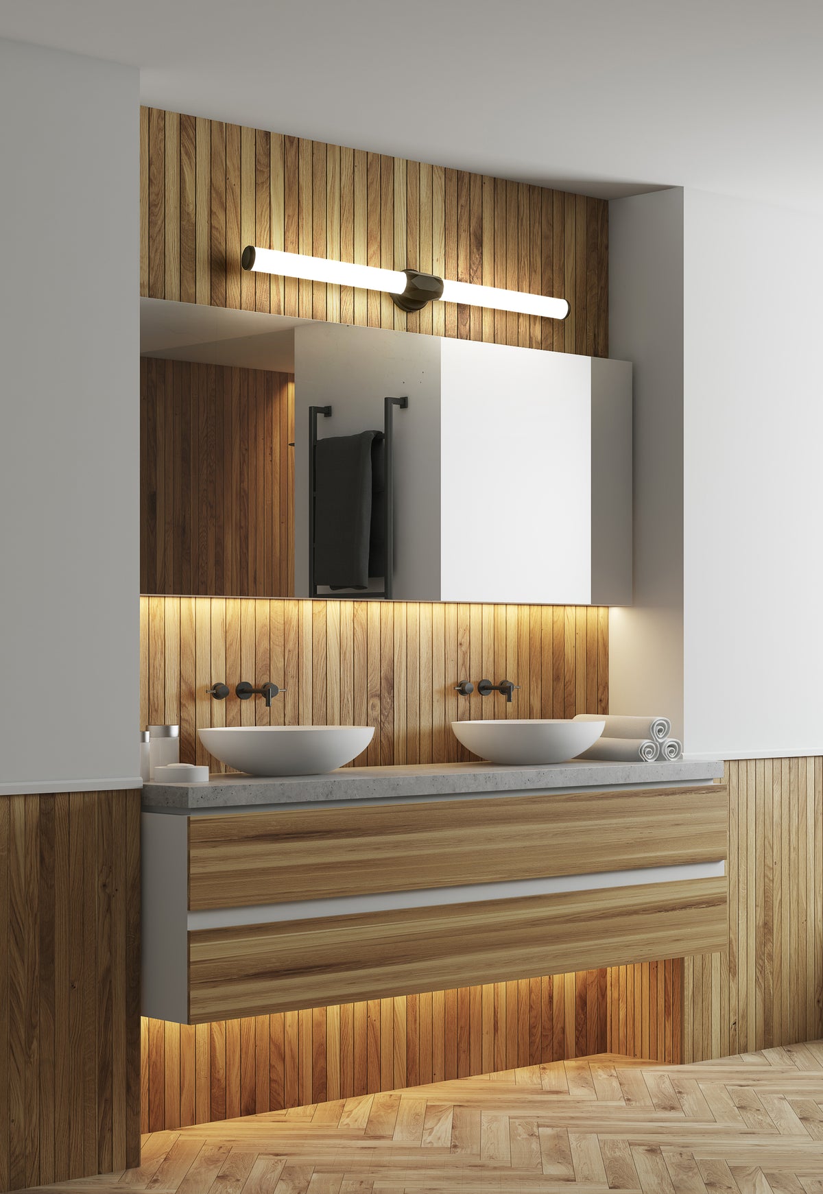 Barre d'éclairage de salle de bain Cooper Noir mat, 40" – vue 2
