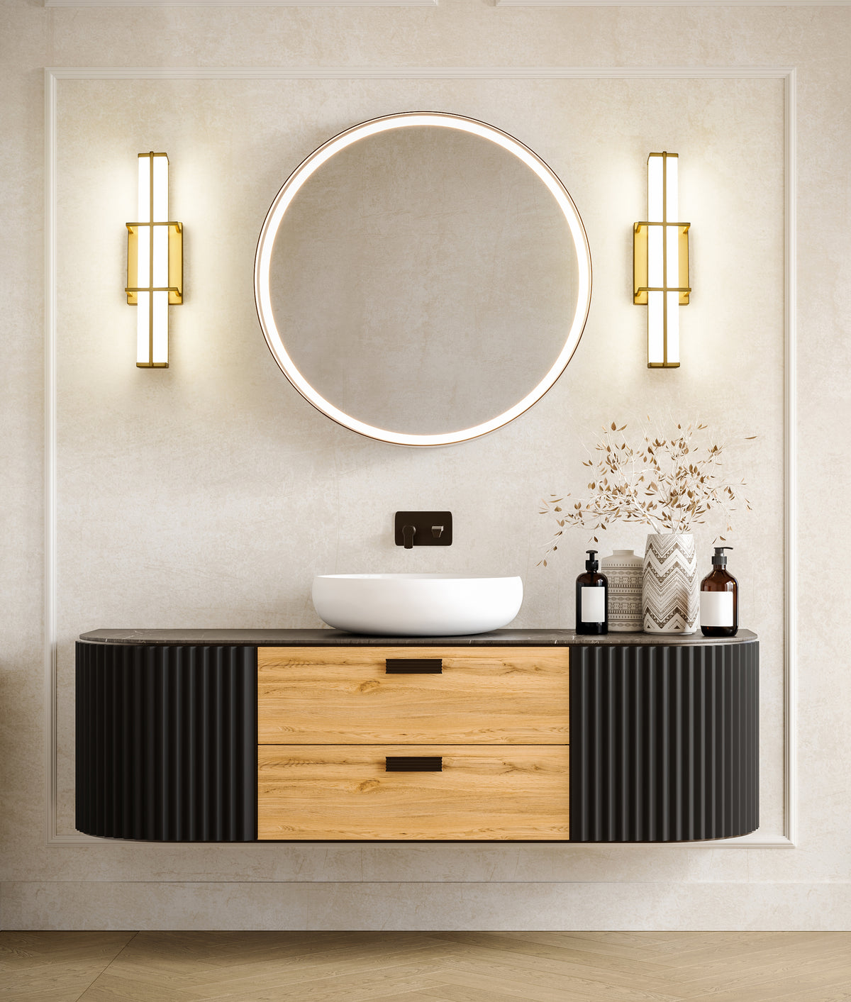 Barre d'éclairage de salle de bain Harrison Or moderne, 18" – vue 2