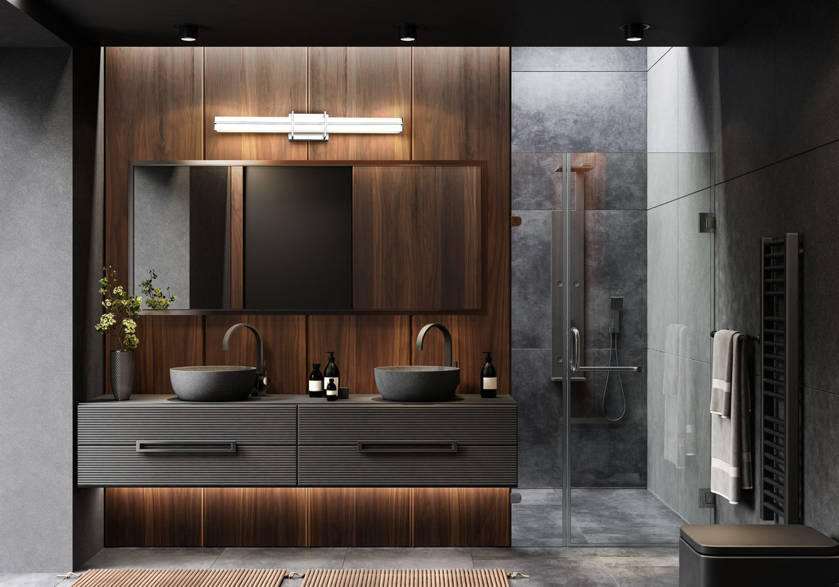 Barre d'éclairage de salle de bain Harrison Chrome, 32" – vue 2