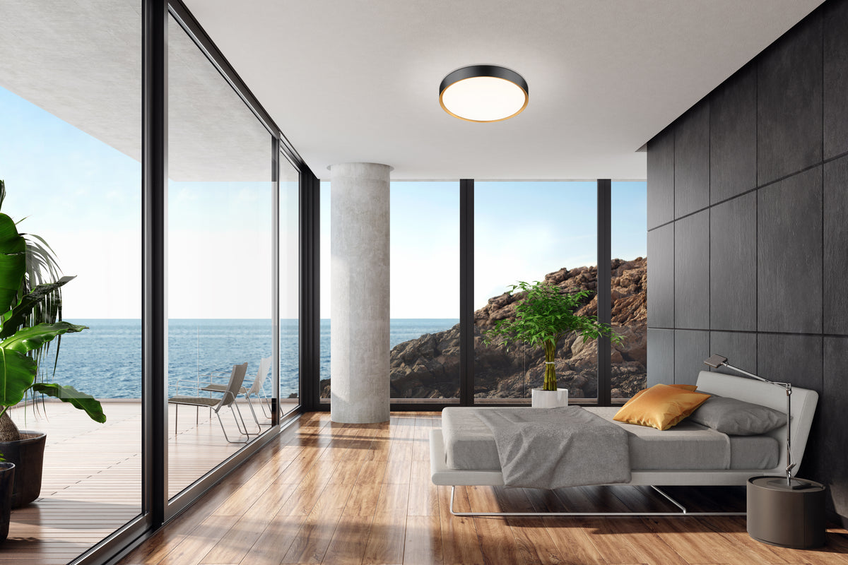 Plafonnier Kawan Noir mat + Or moderne, 20" – vue 2