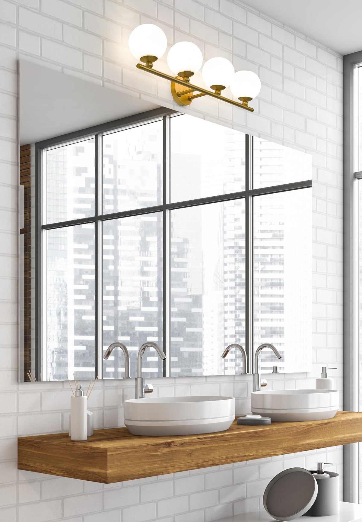 Luminaire de vanité Neoma Or moderne, 30" – vue 3
