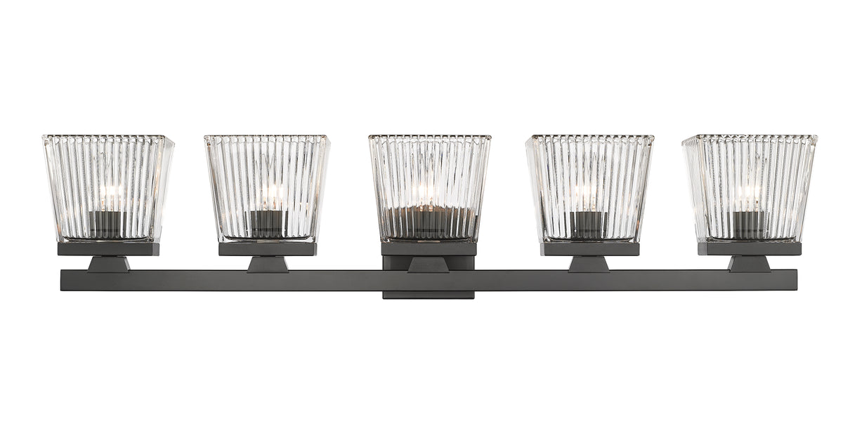 Luminaire de vanité Astor Noir mat, Transparent, 36" – vue 5