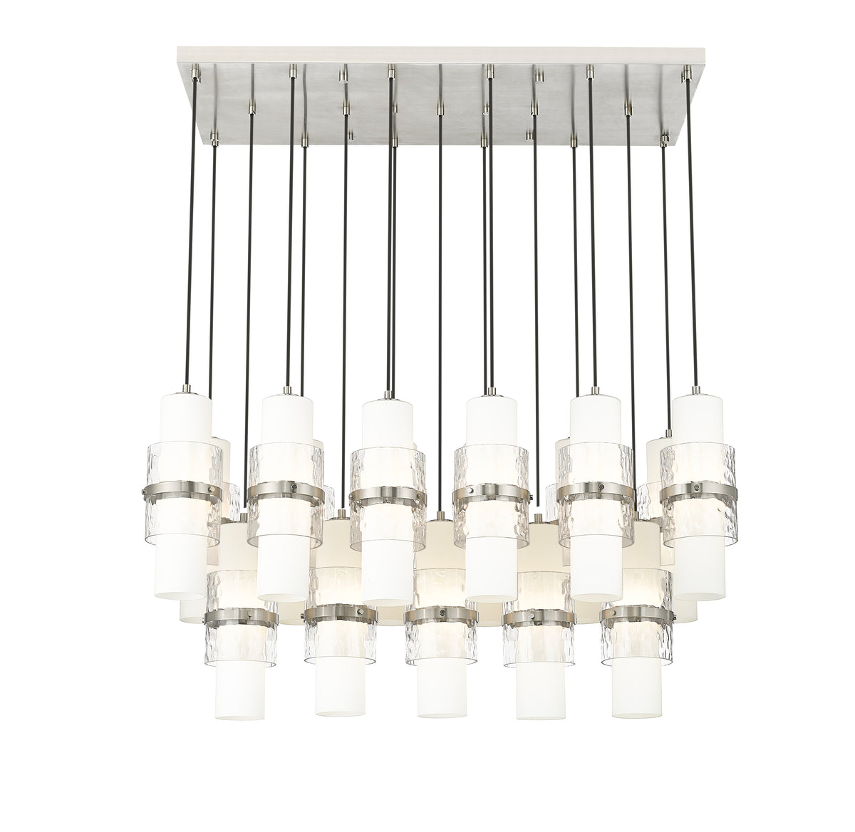 Suspension linéaire multiple Cayden Nickel brossé, nombre ampoules 17 – vue 4