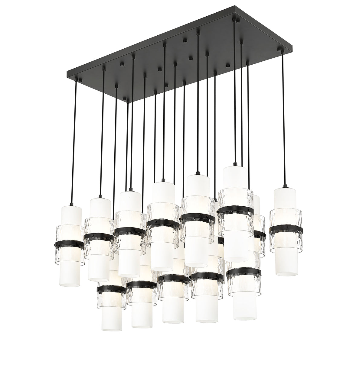 Suspension linéaire multiple Cayden Noir mat, nombre ampoules 17 – vue 5