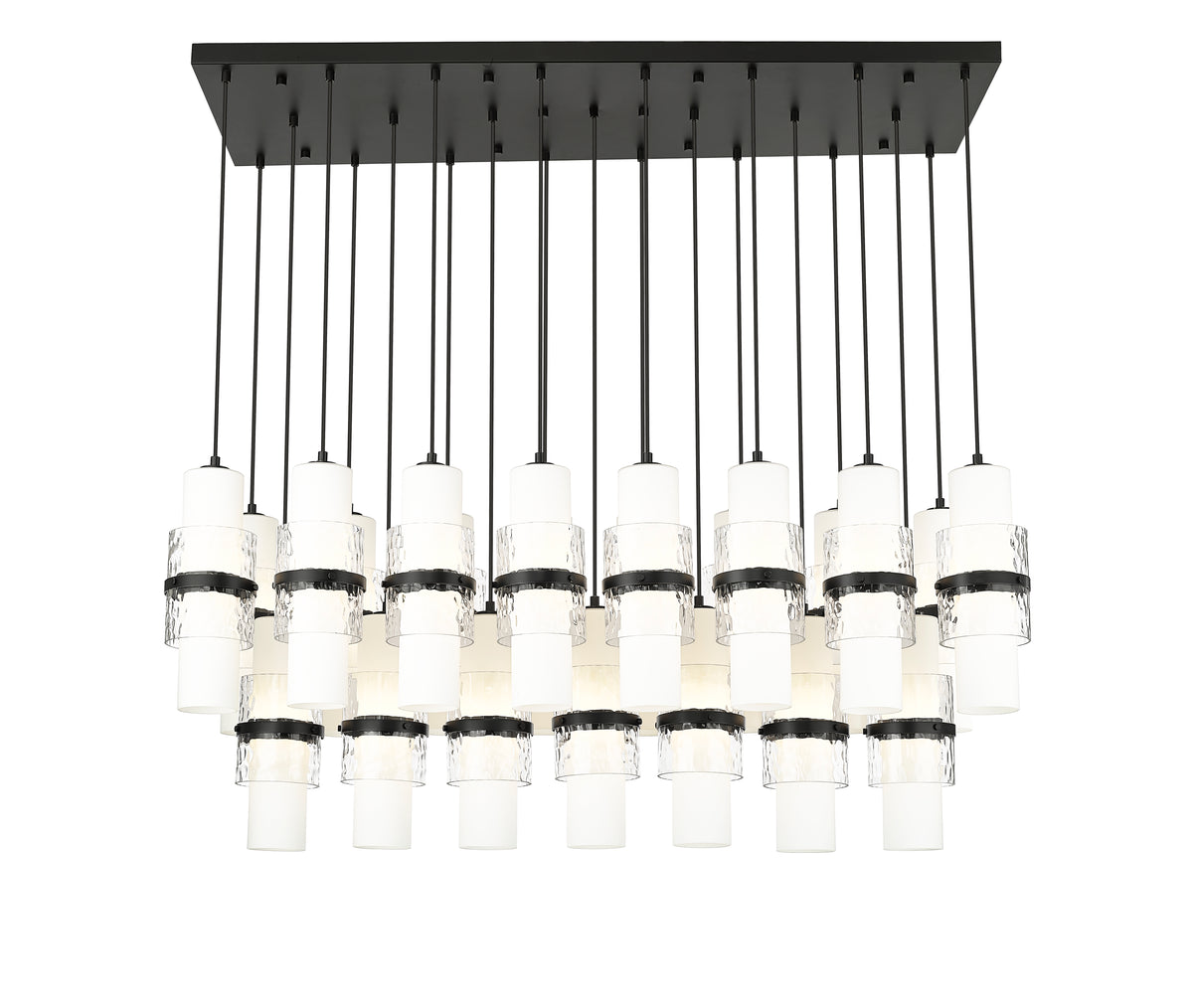 Suspension linéaire multiple Cayden Noir mat, nombre ampoules 23 – vue 4