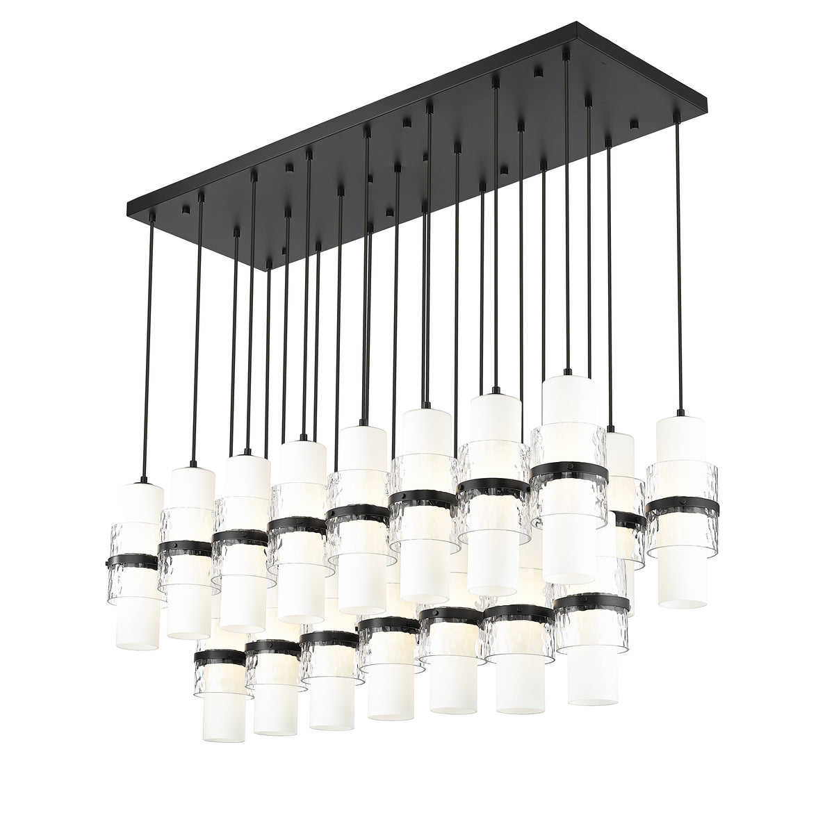 Suspension linéaire multiple Cayden Noir mat, nombre ampoules 23 – vue 5