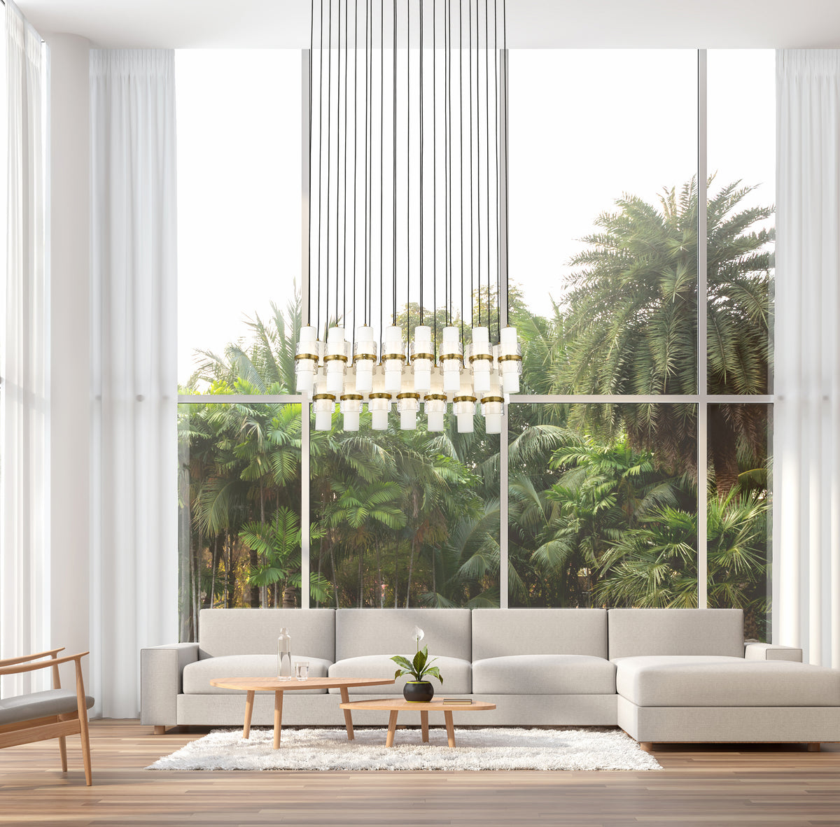 Suspension linéaire multiple Cayden Or moderne, nombre ampoules 23 – vue 2