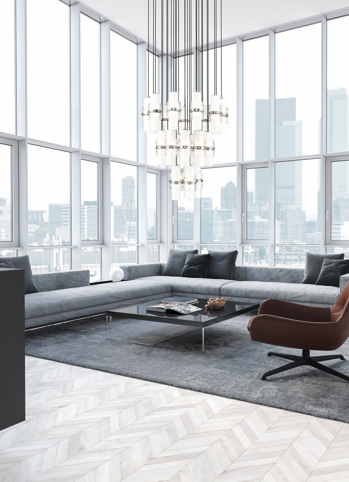 Lustre Cayden Nickel brossé, 36" – vue 3