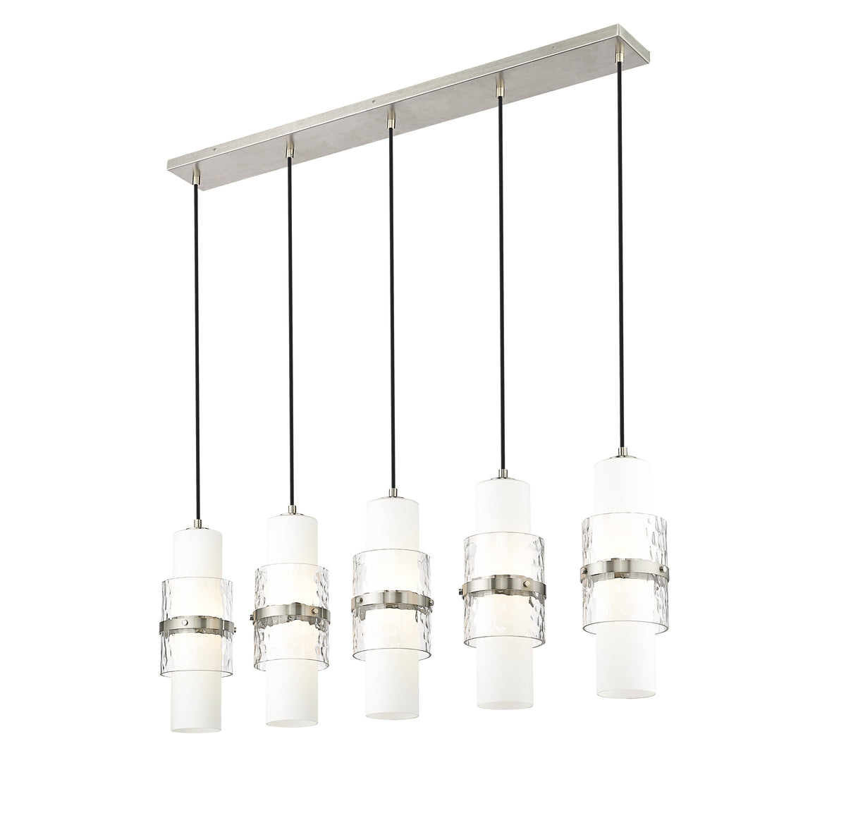 Suspension linéaire multiple Cayden Nickel brossé, nombre ampoules 5 – vue 5