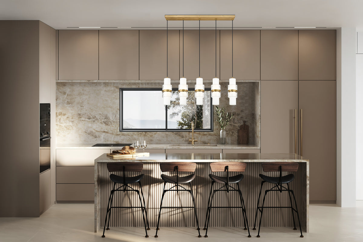 Suspension linéaire multiple Cayden Or moderne, nombre ampoules 5 – vue 3