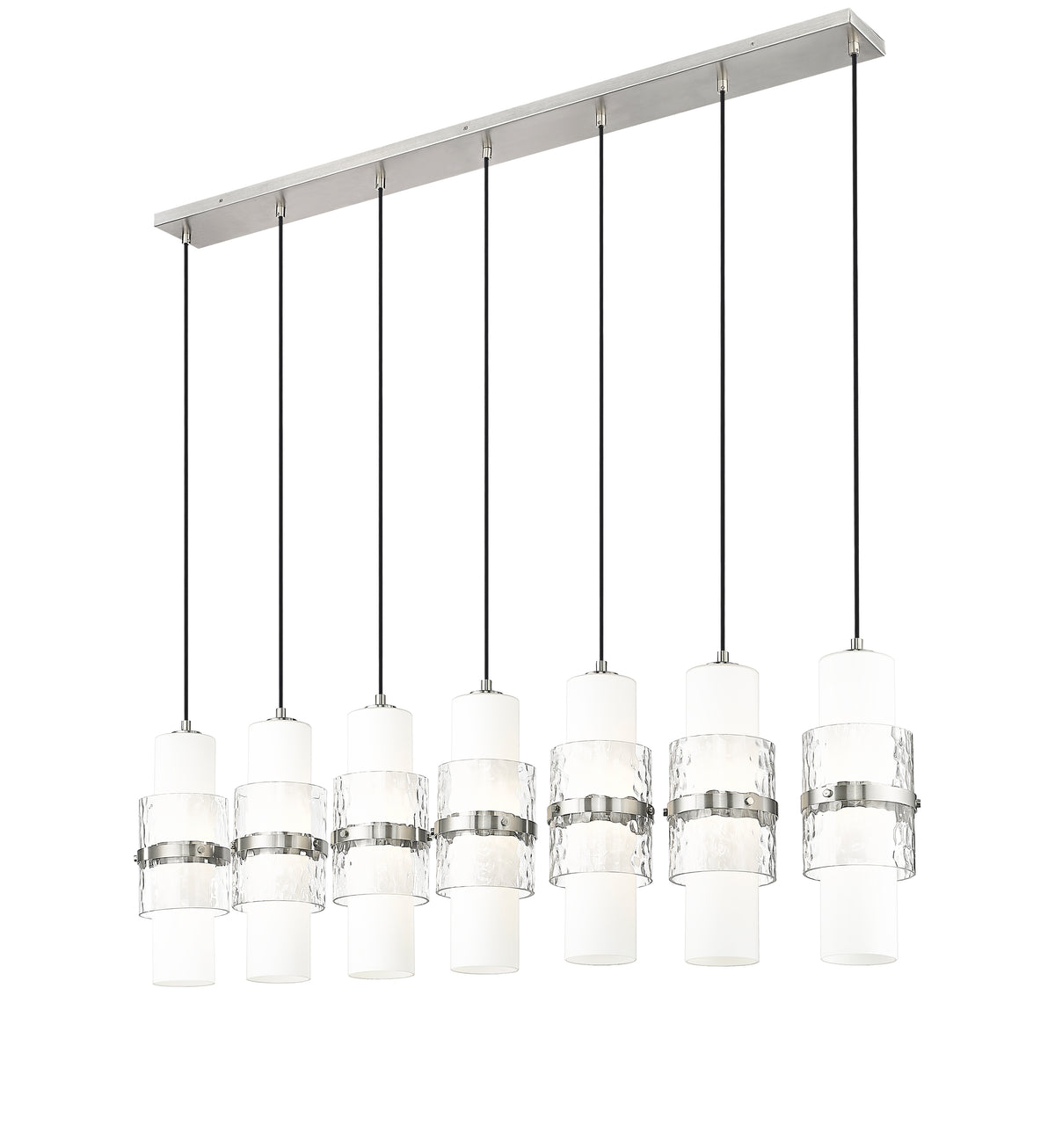Suspension linéaire multiple Cayden Nickel brossé, nombre ampoules 7 – vue 5